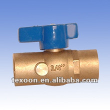 fully welded brass ball gas drain valves with butterfly handle lead free